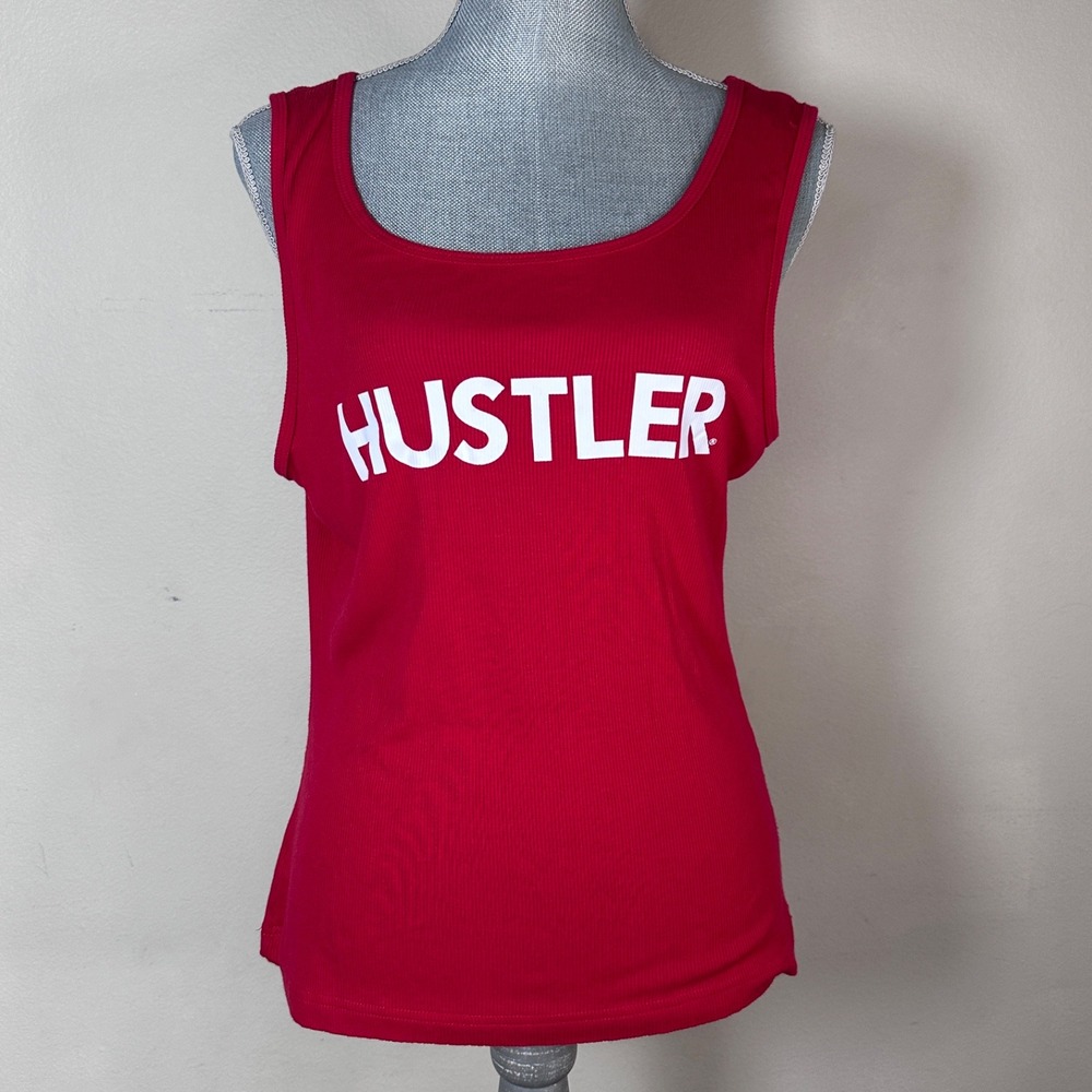 HUSTLER Ribbed Graphic Tank‎ Top Sleeveless Casual Sexy Red Size XL